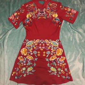 ASOS Red Embroidered Dress
